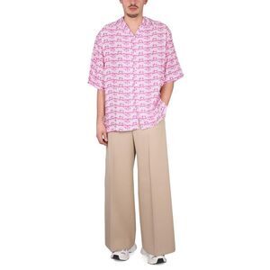 GCDS Men's Printed Short Sleeve Camp Shirt Men FUCHSIA Shirts